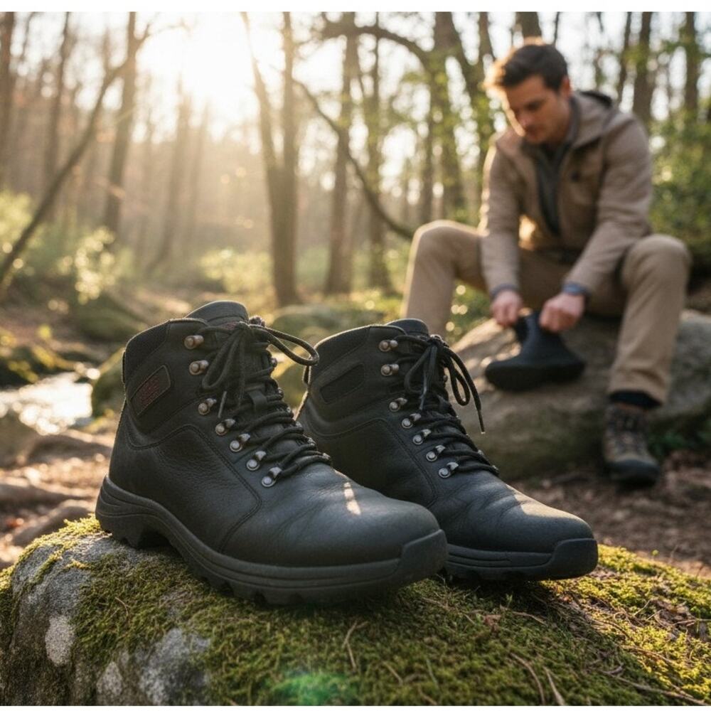 New Balance Rockport XCS Waterproof Boots Mens 11.5M Black Leather Ankle Outdoor